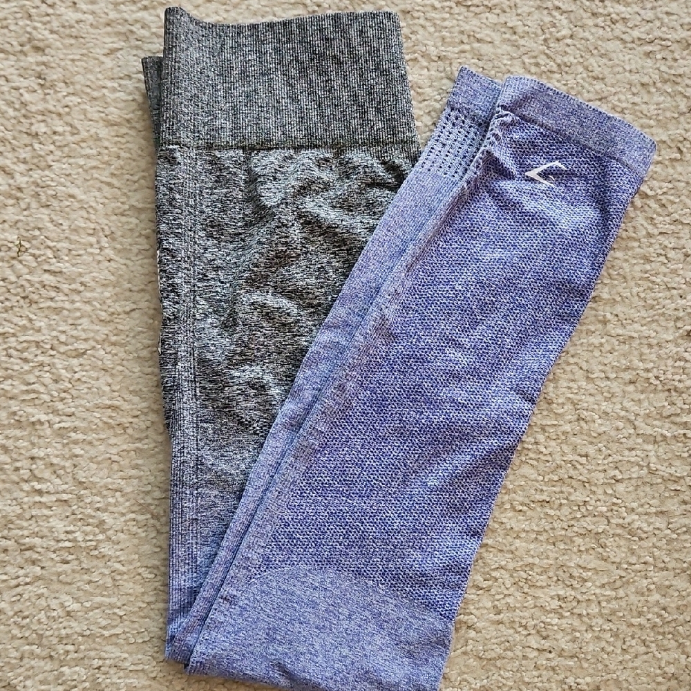 Gymshark Purple and Gray Leggings with Textured Design
